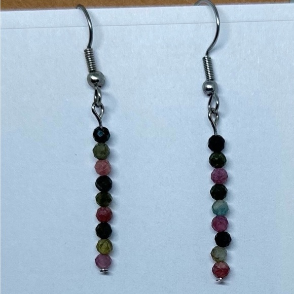 Tourmaline earrings dangle handmade - Picture 5 of 5